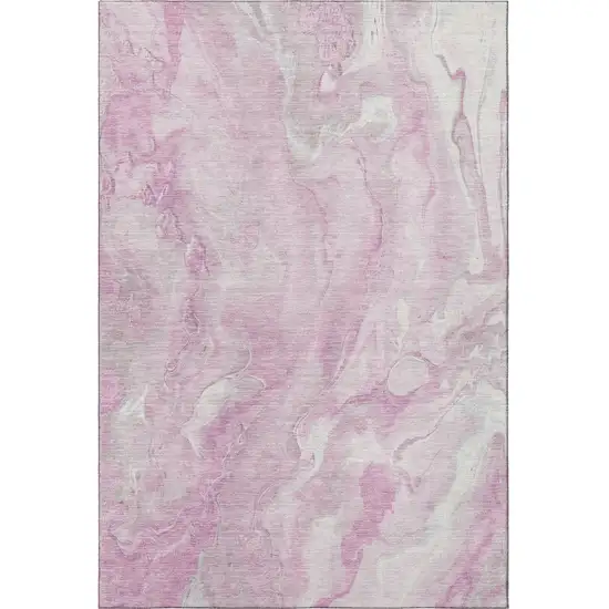 Pink And Ivory Abstract Washable Area Rug With UV Protection Photo 3