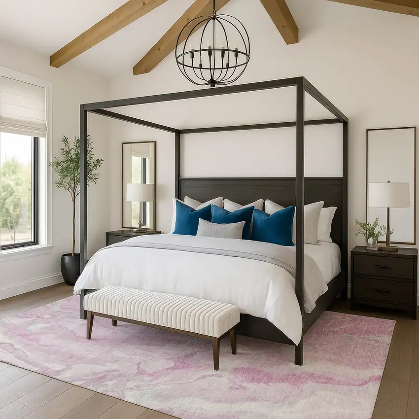 Pink And Ivory Abstract Washable Area Rug With UV Protection Photo 4