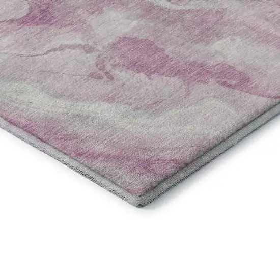 Pink And Ivory Abstract Washable Area Rug With UV Protection Photo 7