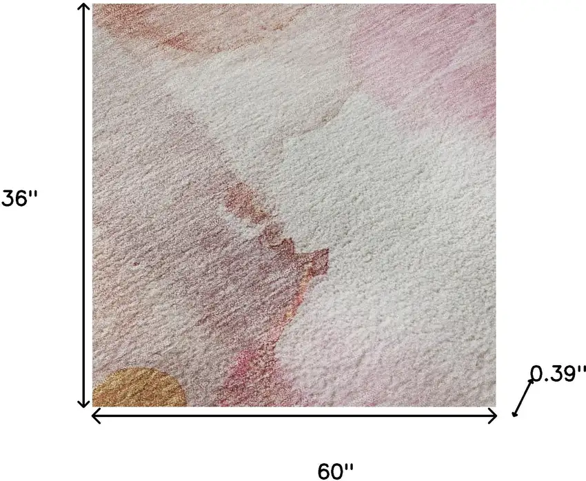Pink And Ivory Abstract Washable Area Rug With UV Protection Photo 9
