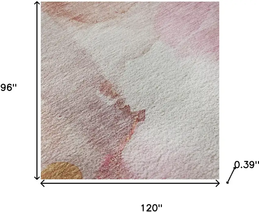 Pink And Ivory Abstract Washable Area Rug With UV Protection Photo 9