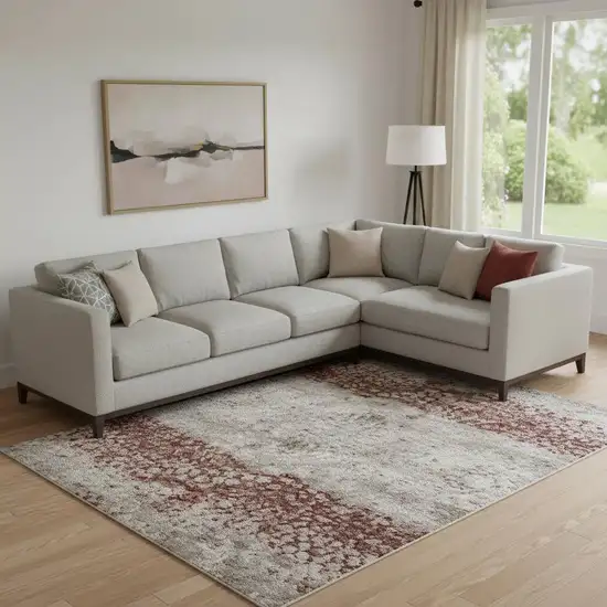 Pink And Ivory Abstract Washable Area Rug With UV Protection Photo 2