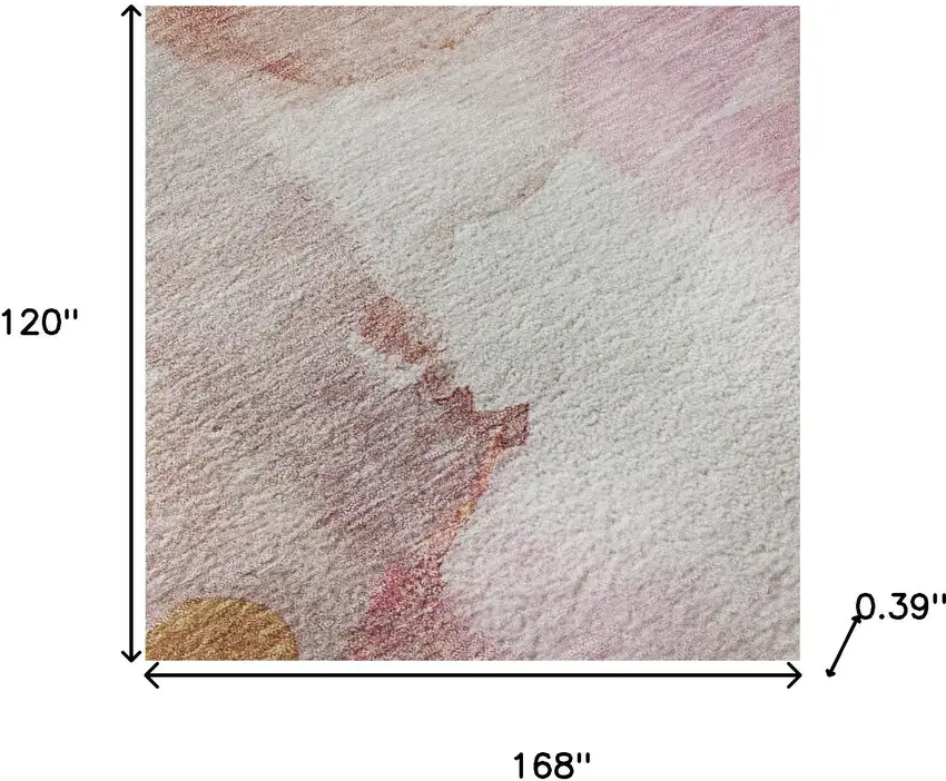 Pink And Ivory Abstract Washable Area Rug With UV Protection Photo 9