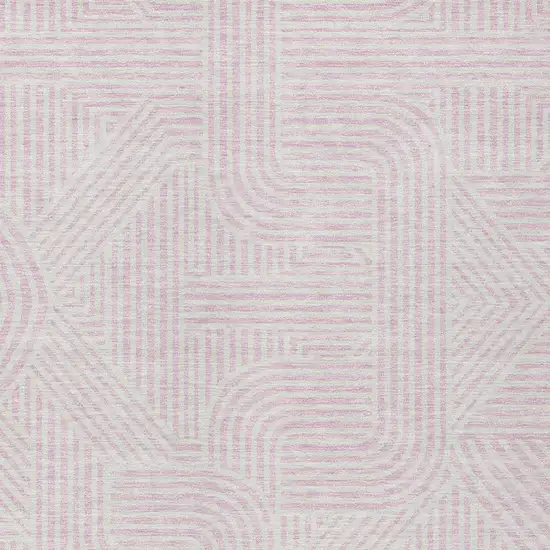 Pink And Ivory Abstract Washable Indoor Outdoor Area Rug Photo 5