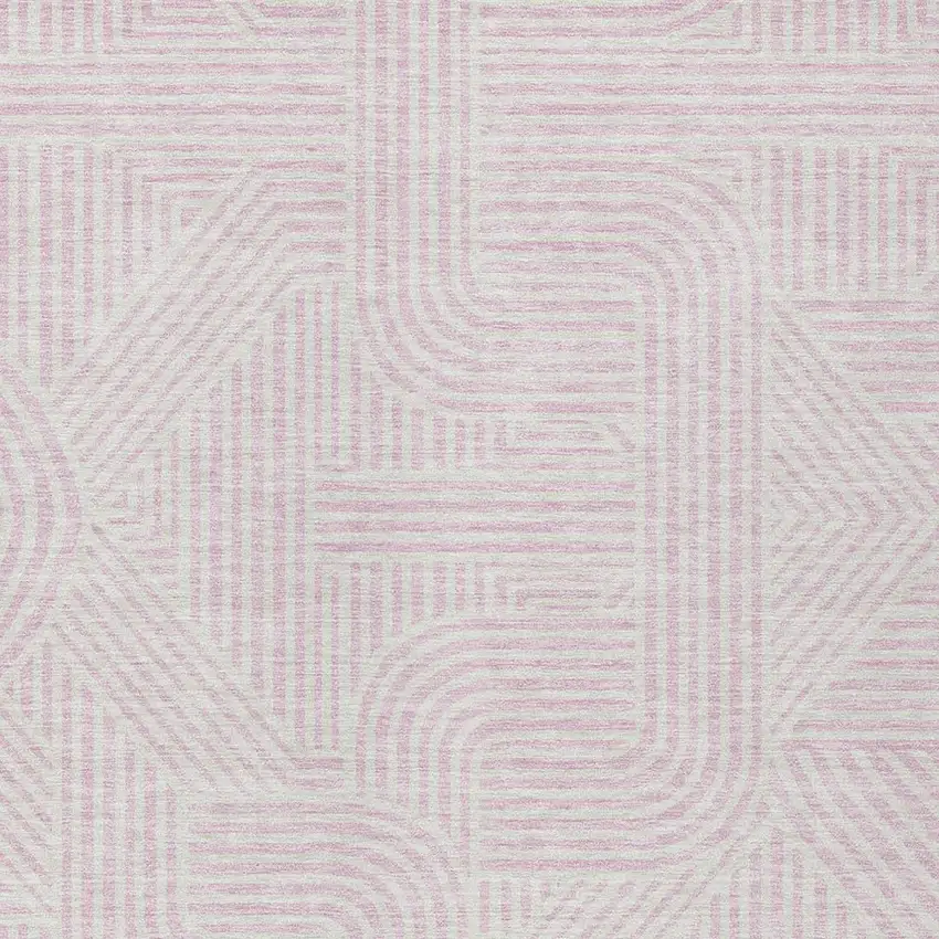 Pink And Ivory Abstract Washable Indoor Outdoor Area Rug Photo 5