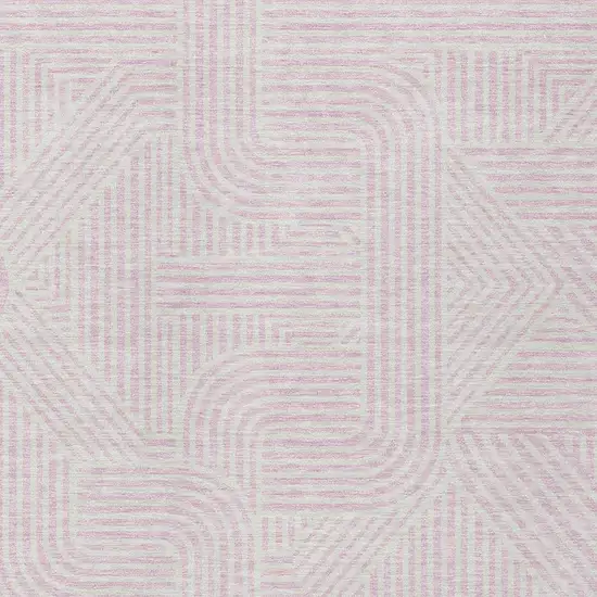 Pink And Ivory Abstract Washable Indoor Outdoor Area Rug Photo 5