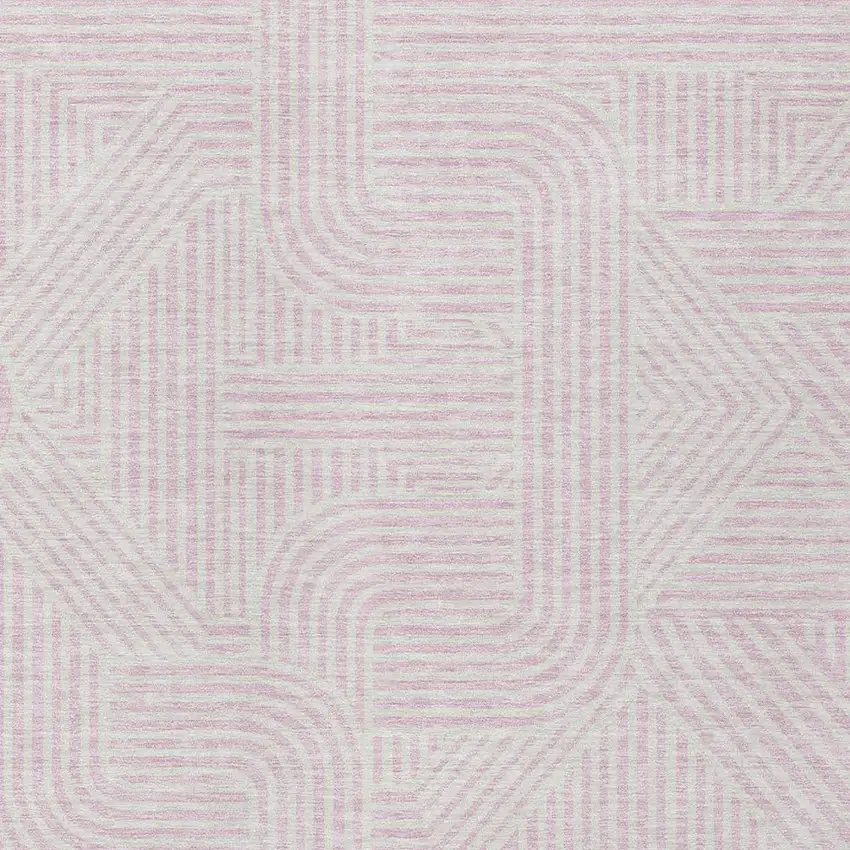 Pink And Ivory Abstract Washable Indoor Outdoor Area Rug Photo 5