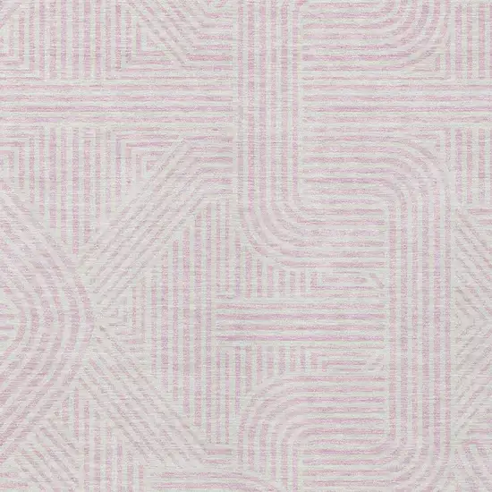 Pink And Ivory Abstract Washable Indoor Outdoor Area Rug Photo 5
