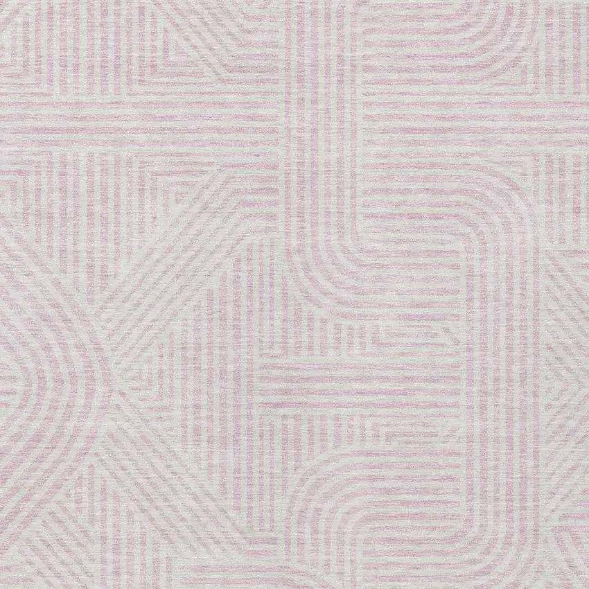 Pink And Ivory Abstract Washable Indoor Outdoor Area Rug Photo 5