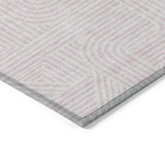 Pink And Ivory Abstract Washable Indoor Outdoor Area Rug Photo 4