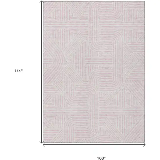 Pink And Ivory Abstract Washable Indoor Outdoor Area Rug Photo 3