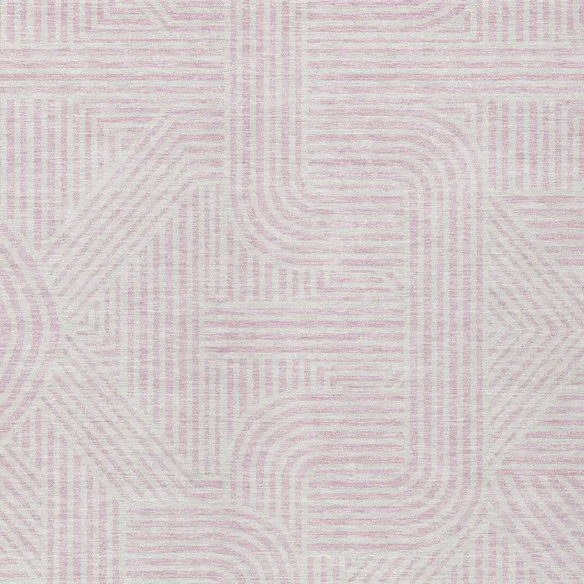 Pink And Ivory Abstract Washable Indoor Outdoor Area Rug Photo 5