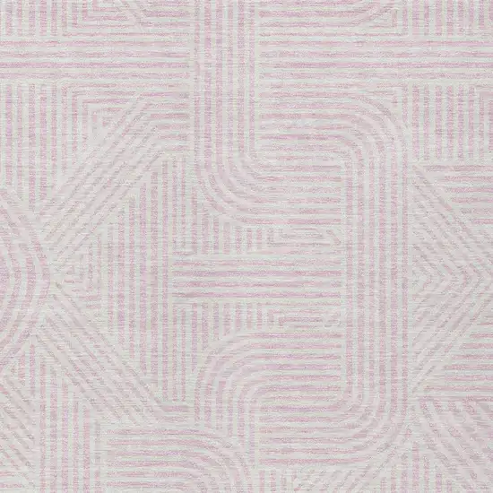 Pink And Ivory Abstract Washable Indoor Outdoor Area Rug Photo 5