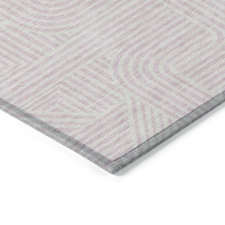 Pink And Ivory Abstract Washable Indoor Outdoor Area Rug Photo 4