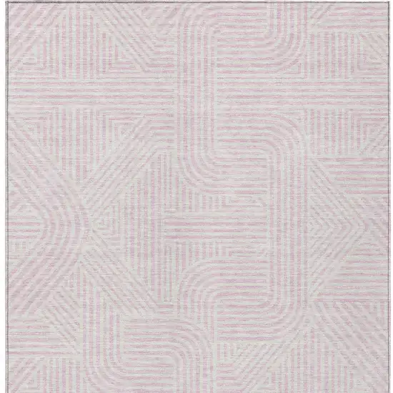 Pink And Ivory Abstract Washable Indoor Outdoor Area Rug Photo 6