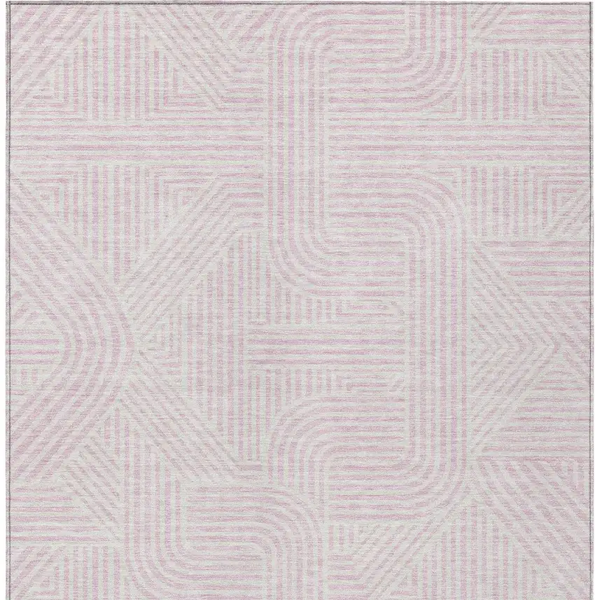Pink And Ivory Abstract Washable Indoor Outdoor Area Rug Photo 6