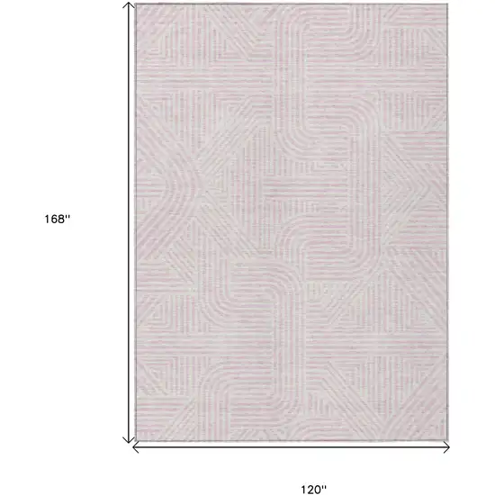 Pink And Ivory Abstract Washable Indoor Outdoor Area Rug Photo 3