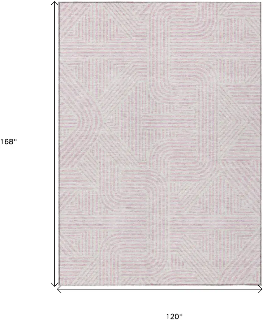 Pink And Ivory Abstract Washable Indoor Outdoor Area Rug Photo 3