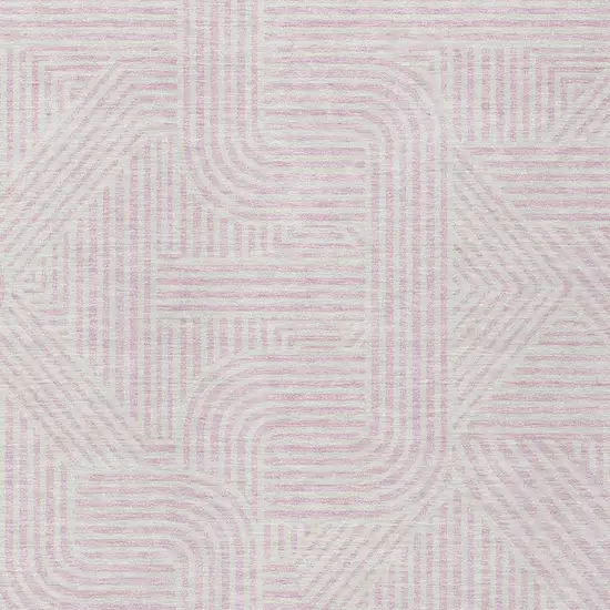 Pink And Ivory Abstract Washable Indoor Outdoor Area Rug Photo 5