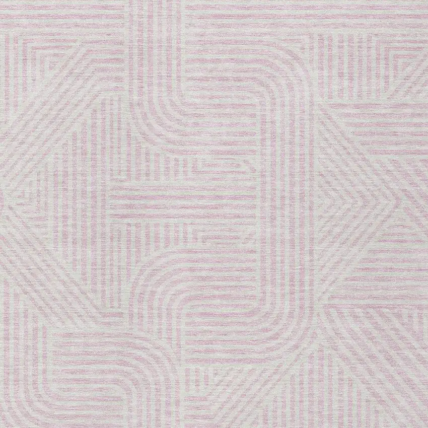 Pink And Ivory Abstract Washable Indoor Outdoor Area Rug Photo 5