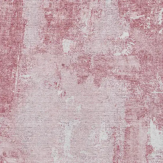 Pink And Ivory Abstract Washable Indoor Outdoor Area Rug Photo 5