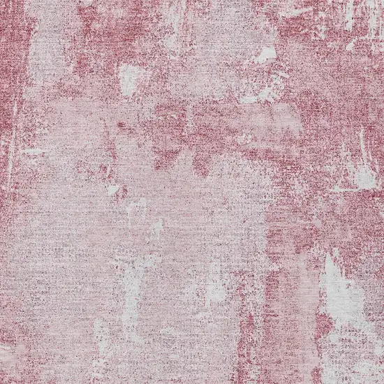 Pink And Ivory Abstract Washable Indoor Outdoor Area Rug Photo 5
