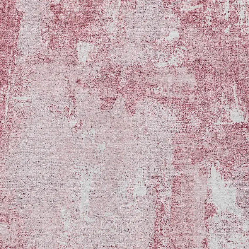 Pink And Ivory Abstract Washable Indoor Outdoor Area Rug Photo 5