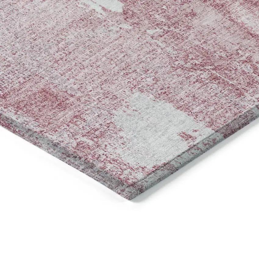 Pink And Ivory Abstract Washable Indoor Outdoor Area Rug Photo 4