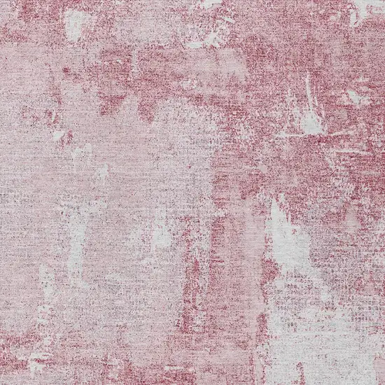 Pink And Ivory Abstract Washable Indoor Outdoor Area Rug Photo 5