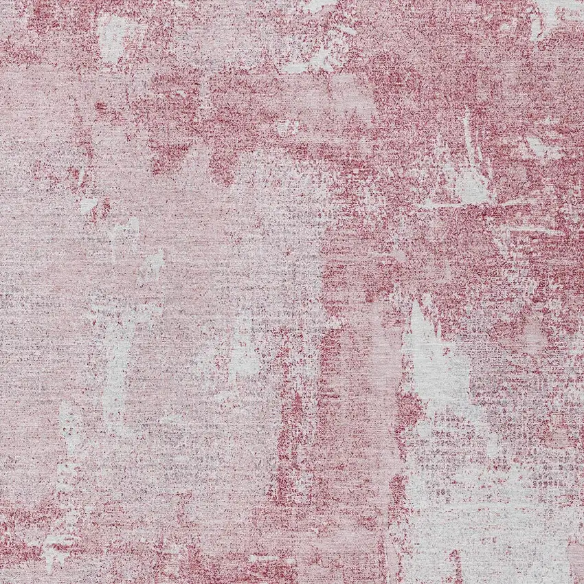 Pink And Ivory Abstract Washable Indoor Outdoor Area Rug Photo 5