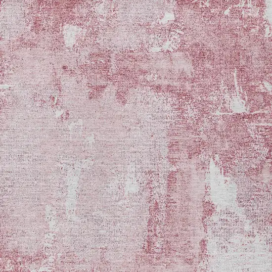 Pink And Ivory Abstract Washable Indoor Outdoor Area Rug Photo 5