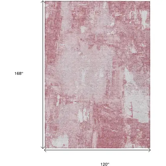 Pink And Ivory Abstract Washable Indoor Outdoor Area Rug Photo 3