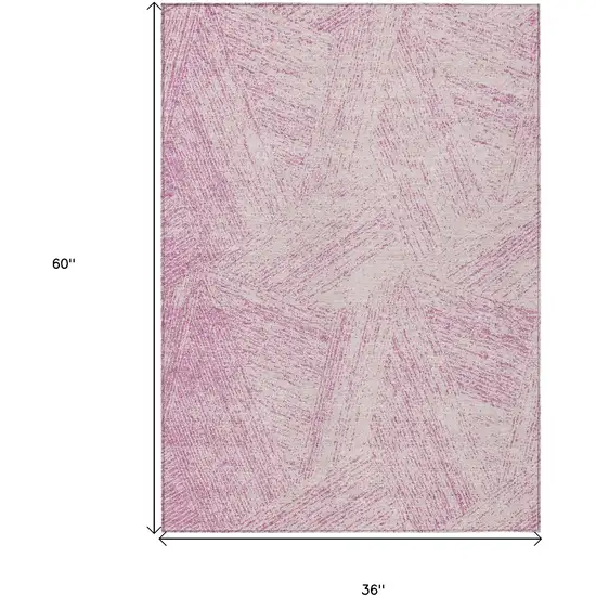 Pink And Ivory Abstract Washable Indoor Outdoor Area Rug Photo 3