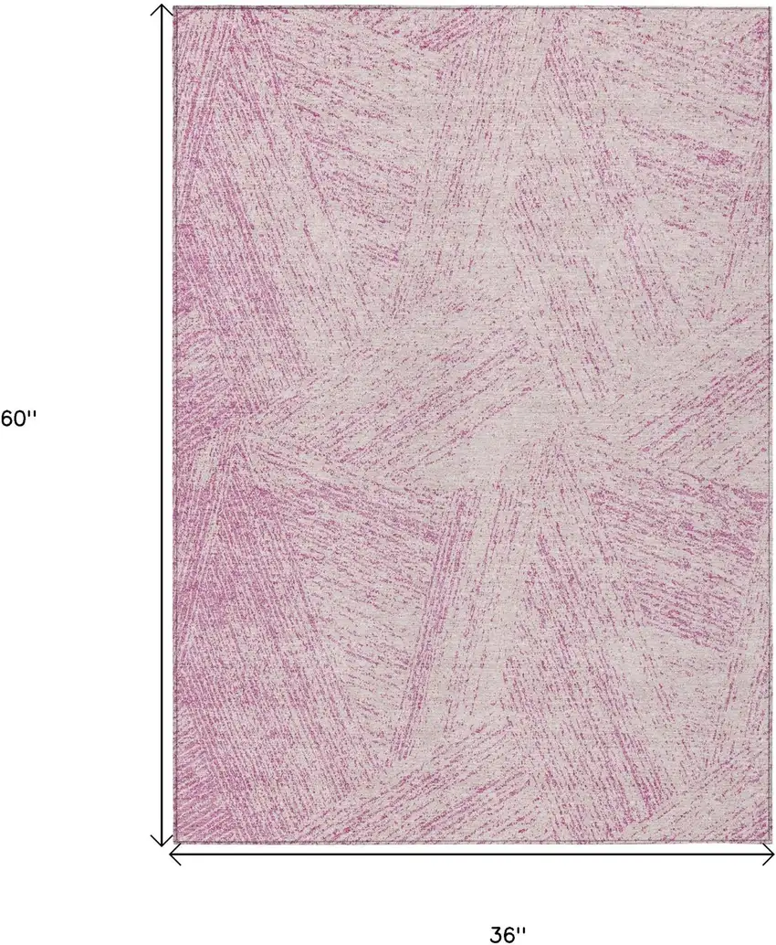Pink And Ivory Abstract Washable Indoor Outdoor Area Rug Photo 6