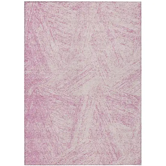 Pink And Ivory Abstract Washable Indoor Outdoor Area Rug Photo 2