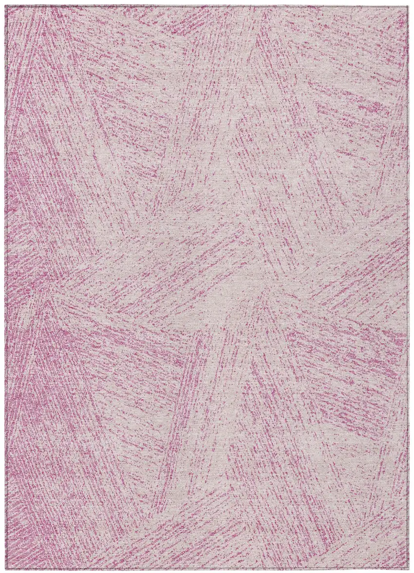 Pink And Ivory Abstract Washable Indoor Outdoor Area Rug Photo 2