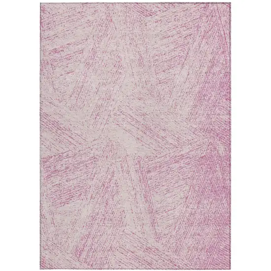Pink And Ivory Abstract Washable Indoor Outdoor Area Rug Photo 5