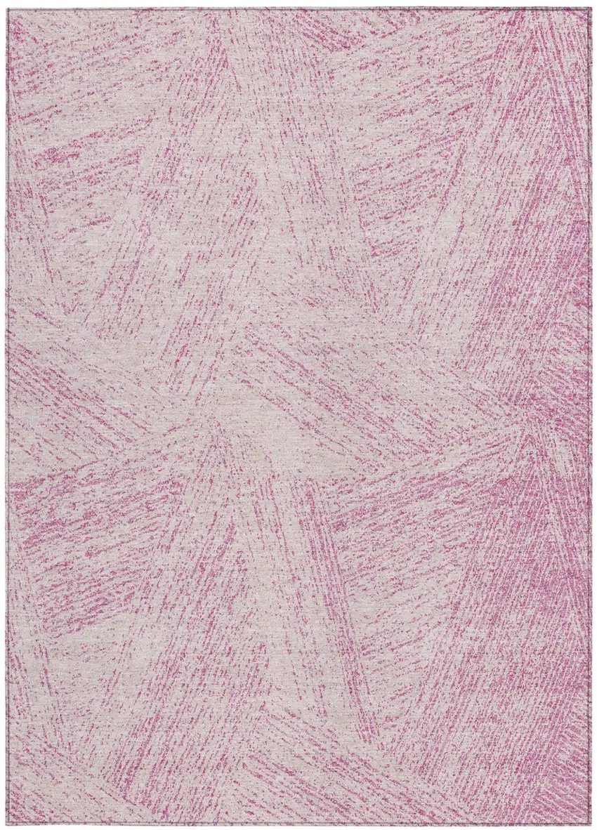 Pink And Ivory Abstract Washable Indoor Outdoor Area Rug Photo 5
