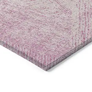 Photo of Pink And Ivory Abstract Washable Indoor Outdoor Area Rug