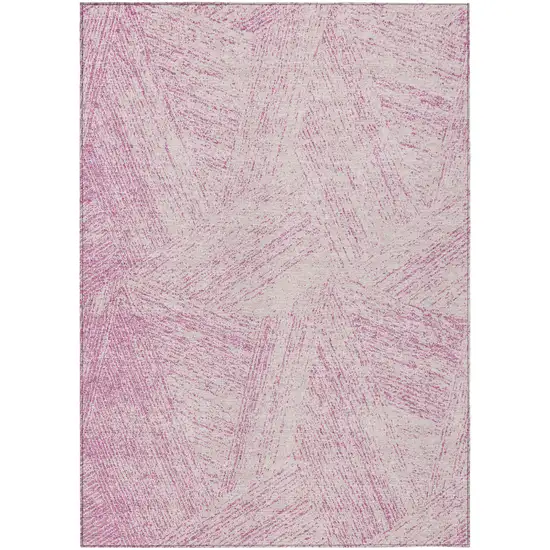 Pink And Ivory Abstract Washable Indoor Outdoor Area Rug Photo 2