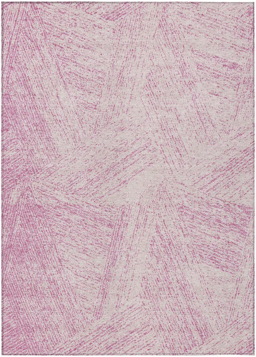 Pink And Ivory Abstract Washable Indoor Outdoor Area Rug Photo 2