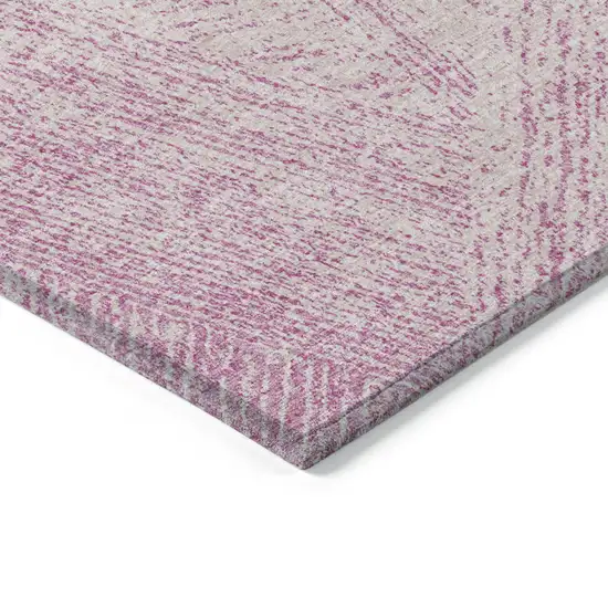 Pink And Ivory Abstract Washable Indoor Outdoor Area Rug Photo 4