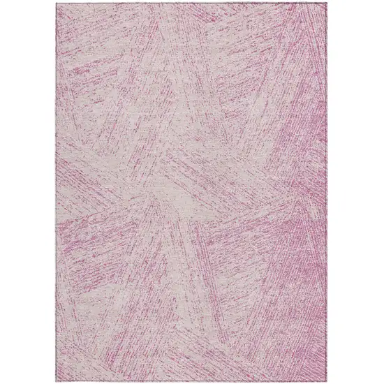 Pink And Ivory Abstract Washable Indoor Outdoor Area Rug Photo 6