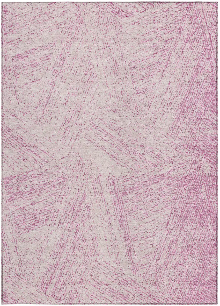 Pink And Ivory Abstract Washable Indoor Outdoor Area Rug Photo 6