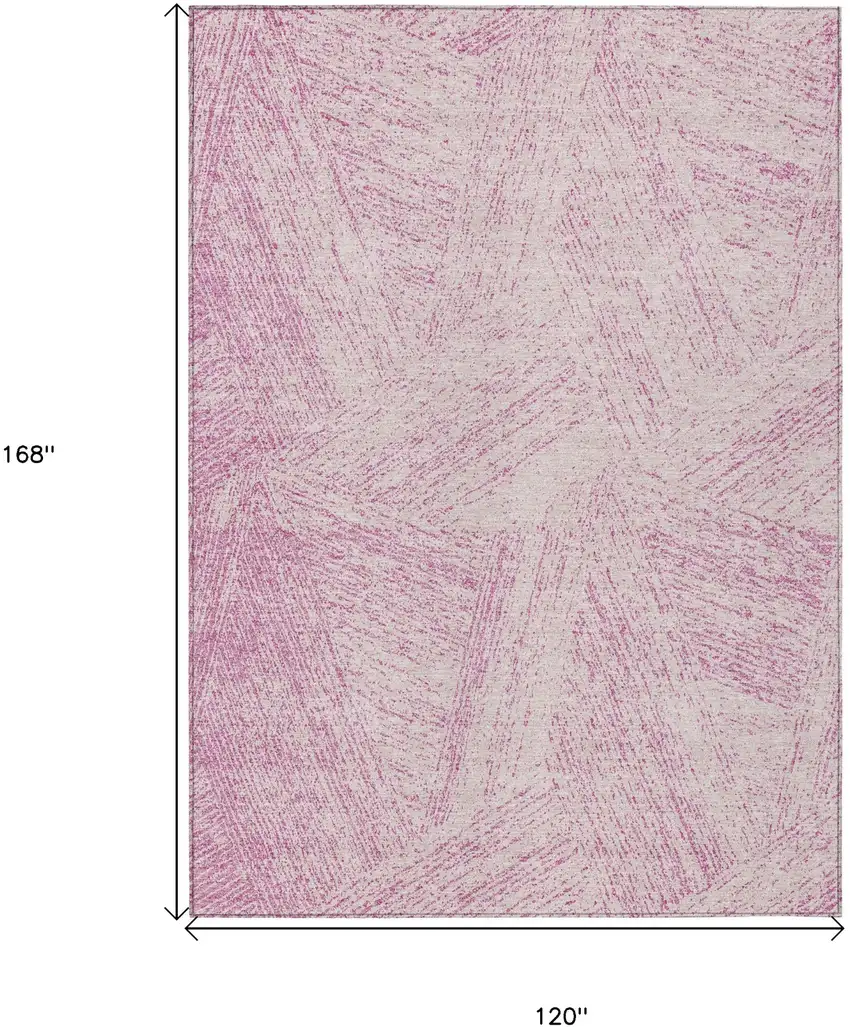 Pink And Ivory Abstract Washable Indoor Outdoor Area Rug Photo 3