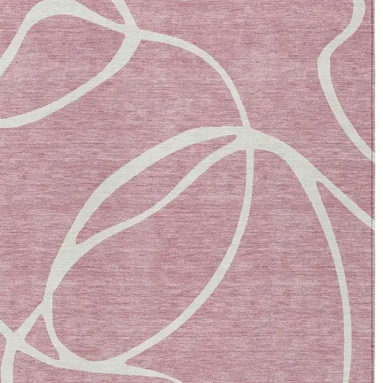 Pink And Ivory Abstract Washable Indoor Outdoor Area Rug Photo 6