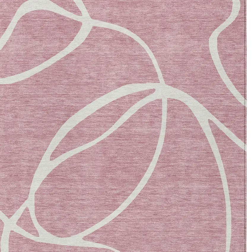 Pink And Ivory Abstract Washable Indoor Outdoor Area Rug Photo 6