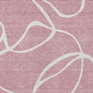 Photo of Pink And Ivory Abstract Washable Indoor Outdoor Area Rug