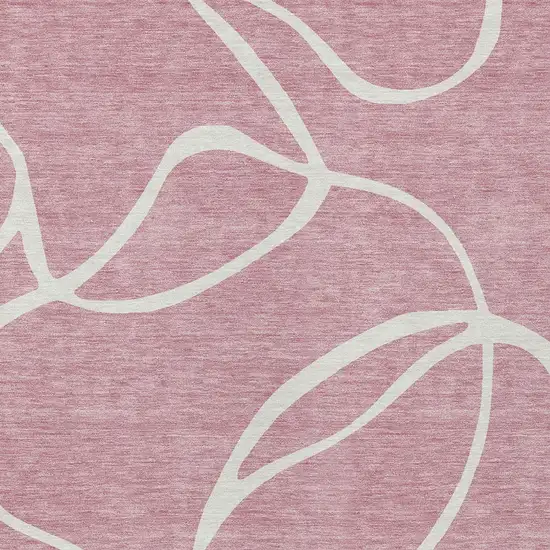 Pink And Ivory Abstract Washable Indoor Outdoor Area Rug Photo 6