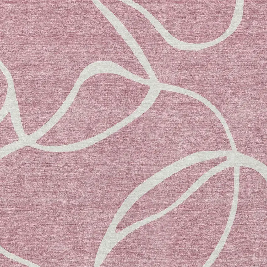 Pink And Ivory Abstract Washable Indoor Outdoor Area Rug Photo 6